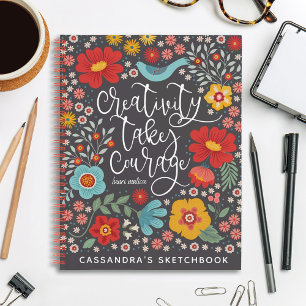  Floral Artist Sketchbook With Name Notebook