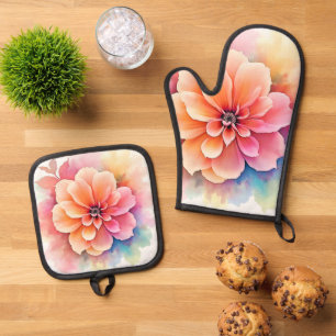 Floral Artistry Unveiled Design Oven Mitt & Pot Holder Set