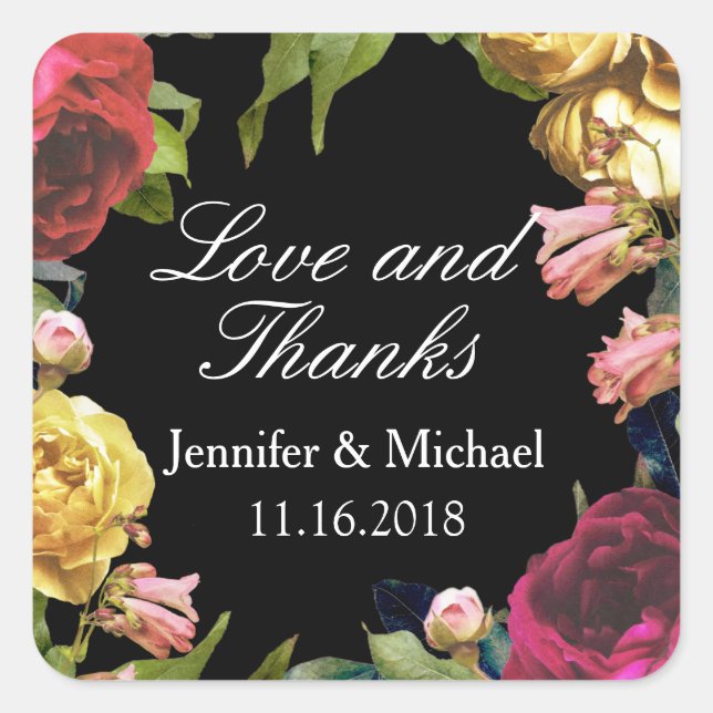 Floral Artistry Wedding Square Sticker (Front)