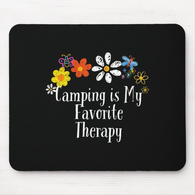Floral artwork art camping is favourite therapy mouse pad (Front)
