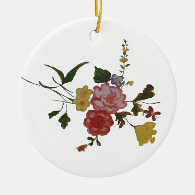  Floral Artwork Japanese Flower Ceramic Ornament (Front)