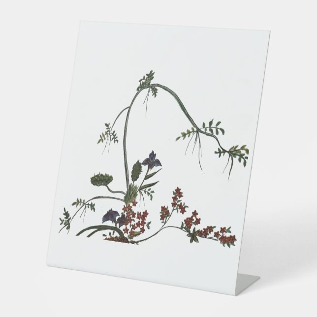 floral artwork japanese flower pedestal sign (Front)