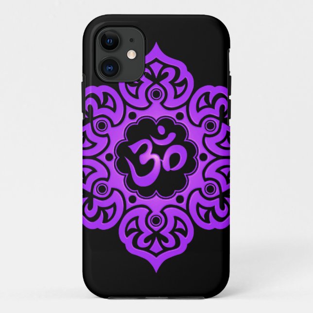 Floral Aum Design – purple and black Case-Mate iPhone Case (Back)