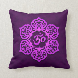 Floral Aum Design, purple Throw Pillow