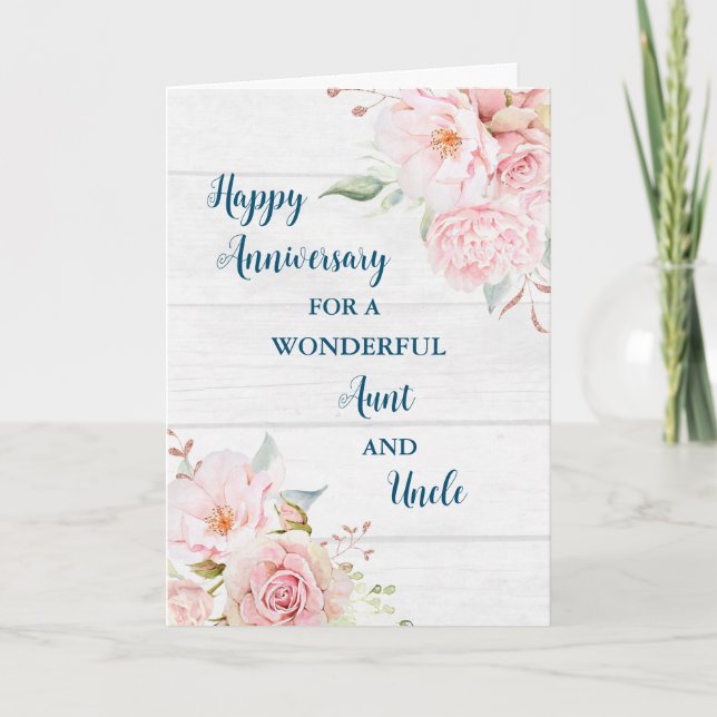 Floral Aunt and Uncle Anniversary Card (Front)