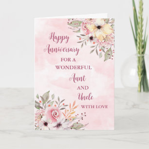Floral Aunt and Uncle Wedding Anniversary Card