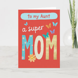 Floral Aunt Super Mom Card