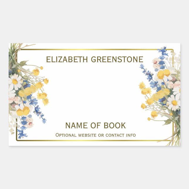 Floral Author Signature Bookplate Sticker (Front)