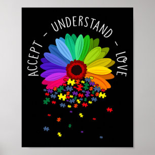 Floral Autism Awareness Daisy Flower Autism Mom Su Poster