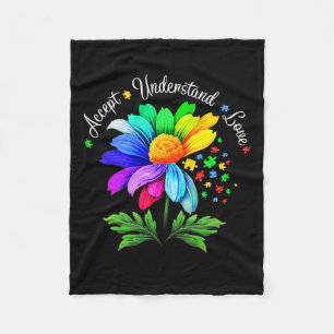 Floral Autism Awareness Daisy Flower For Mom Women Fleece Blanket