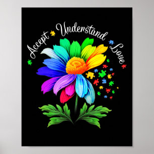 Floral Autism Awareness Daisy Flower For Mom Women Poster
