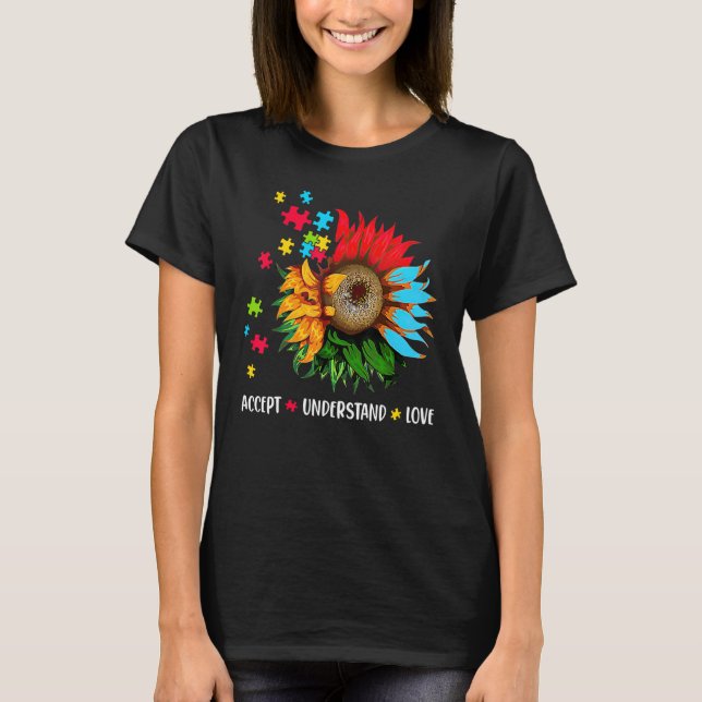 Floral Autism Awareness Daisy Flower For Mom Women T-Shirt (Front)