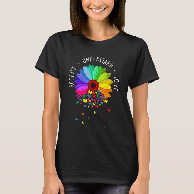 Floral Autism Awareness Daisy Flower For Mom Women T-Shirt (Front)