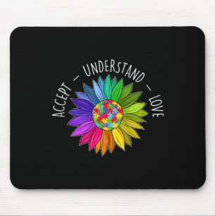 Floral Autism Awareness Daisy Flower For Women 1 Mouse Pad