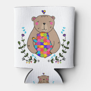 floral autistic mama bear can cooler