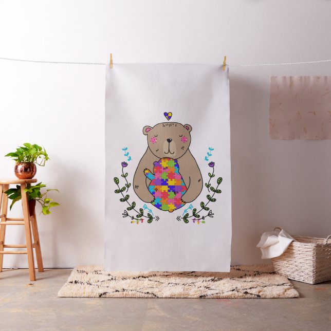 floral autistic mama bear fabric (In Situ)