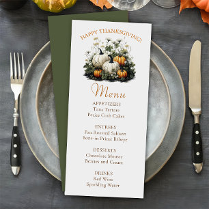 Floral Automne Citrouille Thanksgiving Dîner Menu