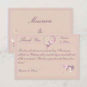 Floral Autumn Blush, Mauve, & Pink Wedding Thank You Card
