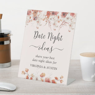 Floral Autumn Bridal Shower Date Night Ideas Sign 