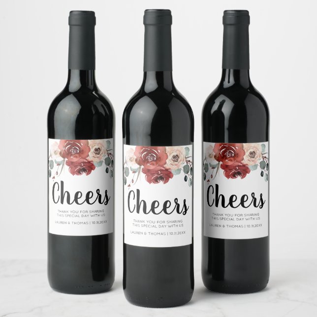 FLORAL AUTUMN CHEERS Wine Label (Bottles)