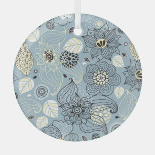 Floral Autumn: Elegant Seasonal Design Glass Ornament