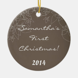 Floral Autumn Fall Flow Personalized Name Ornament