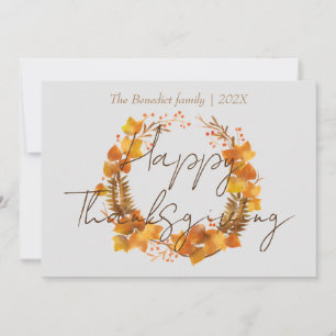 floral autumn fall leaves happy thanksgiving  holiday card