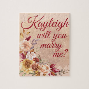 Floral Autumn Personalized Proposal  Jigsaw Puzzle