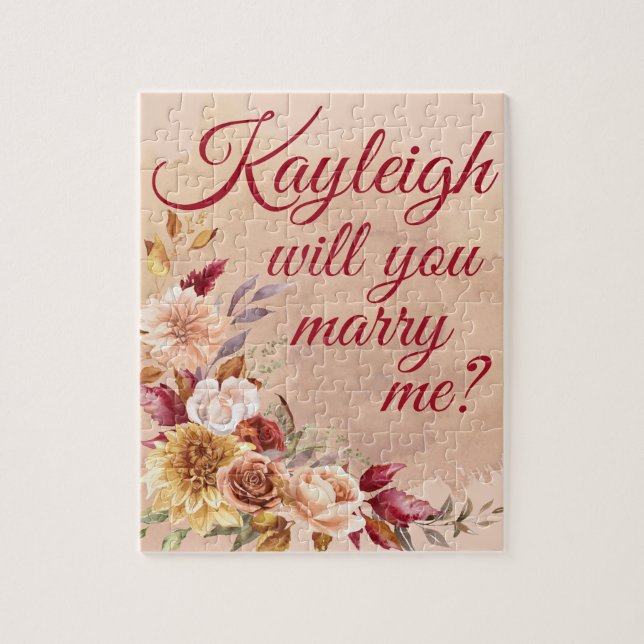 Floral Autumn Personalized Proposal  Jigsaw Puzzle (Vertical)