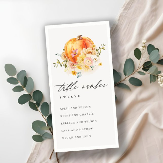 Floral Autumn Pumpkin Seating Chart Table Number (Creator Uploaded)