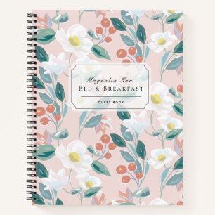 Floral B&B Vacation Rental Blush Pink Guest Book