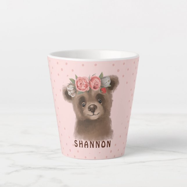 Floral Baby Bear Latte Mug (Front)
