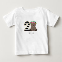 Floral Baby Bear Stripes Second Birthday Shirt