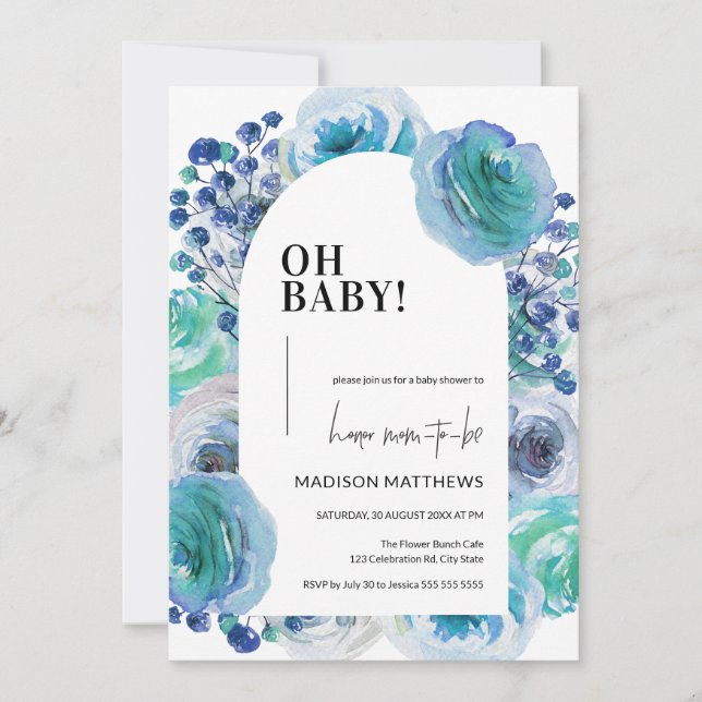 Floral Baby Boy Baby Shower Invitation (Front)