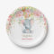 Floral Baby Elephant Pink Gold Birthday 7" Plate