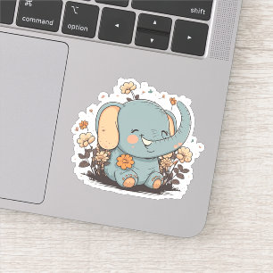 Floral Baby Elephant Stickers 5