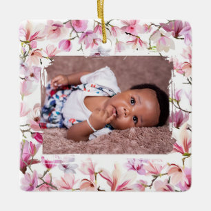Floral baby first ceramic ornament