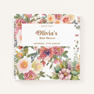 Floral Baby Girl Shower Party Guest Book