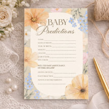 Floral Baby Predictions Game Card, Neutral Boho 