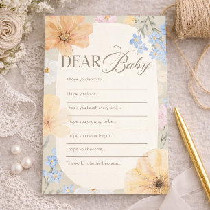 Floral Baby Predictions Game Card, Neutral Boho