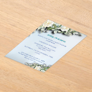 Floral Baby Shower acrylic solid back Invitation