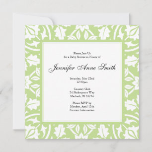 Floral Baby Shower Invitation - Baby Green