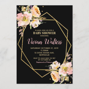 Floral Baby Shower Invitation Boy Girl Pink Blush