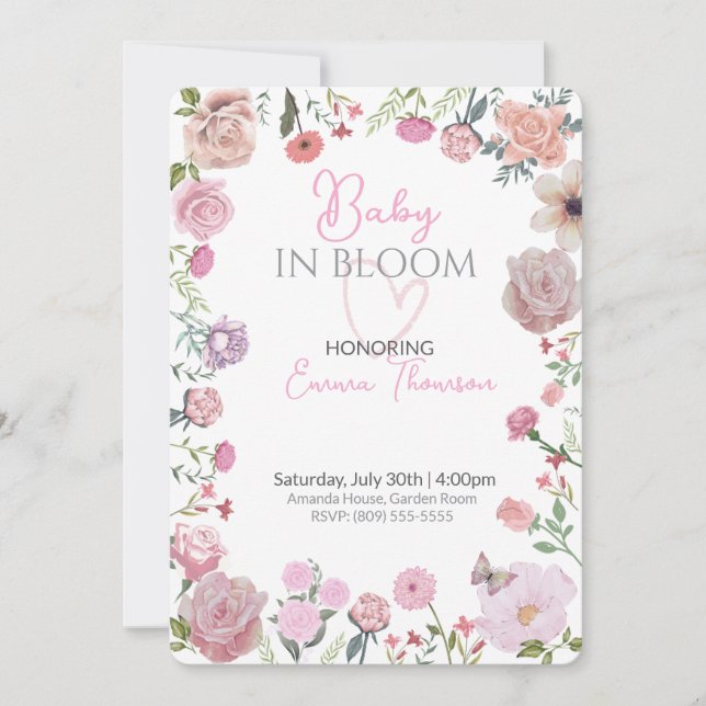 Floral Baby Shower Invitation – Elegant Watercolor (Front)