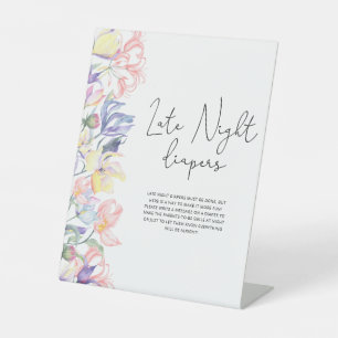 Floral baby shower Late night diapers game Pedestal Sign