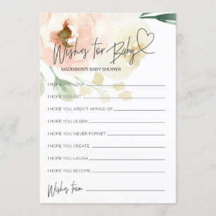 Floral Baby Shower Wishes For Baby Game Card