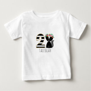 Floral Baby Skunk Stripes Second Birthday Shirt