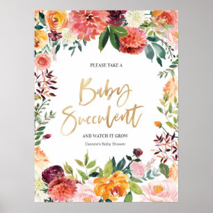 Floral Baby Succulent Baby shower sign