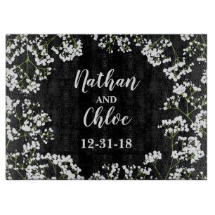 Floral Babys Breath Wedding Newlyweds Personalized Cutting Board