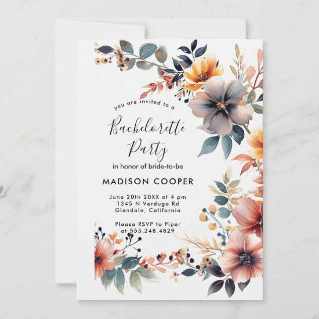 Floral Bachelorette party Invitation (Front)